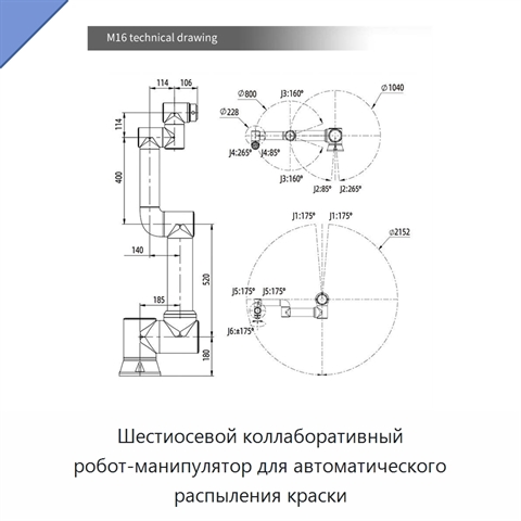 Шестиосевой коллаборативный робот-манипулятор для автоматического распыления краски