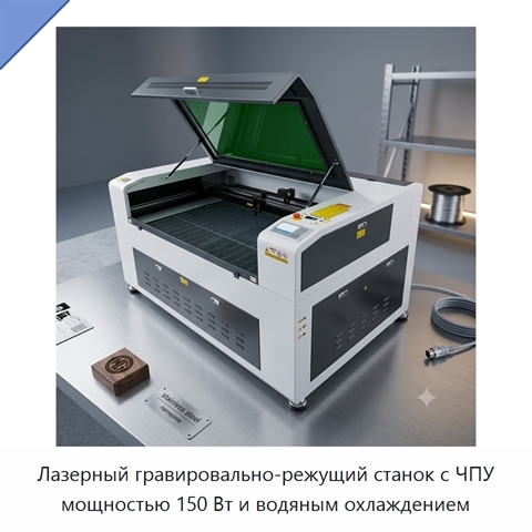 Лазерный гравировально-режущий станок с ЧПУ мощностью 150 Вт и водяным охлаждением