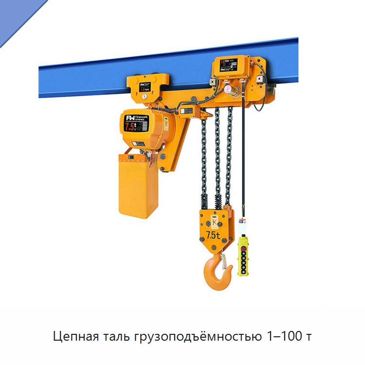 Цепная таль грузоподъёмностью 1–100 т — Электротали