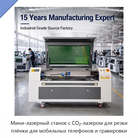 Мини-лазерный станок с CO₂-лазером для резки плёнки для мобильных телефонов и гравировки