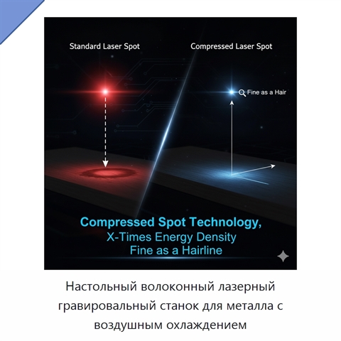 Настольный волоконный лазерный гравировальный станок для металла с воздушным охлаждением