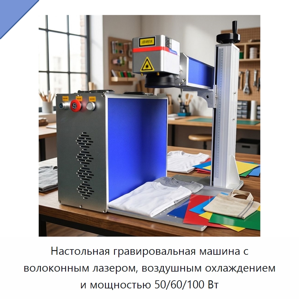 Настольная гравировальная машина с волоконным лазером, воздушным охлаждением и мощностью 50/60/100 Вт — Лазерные маркировочные станки