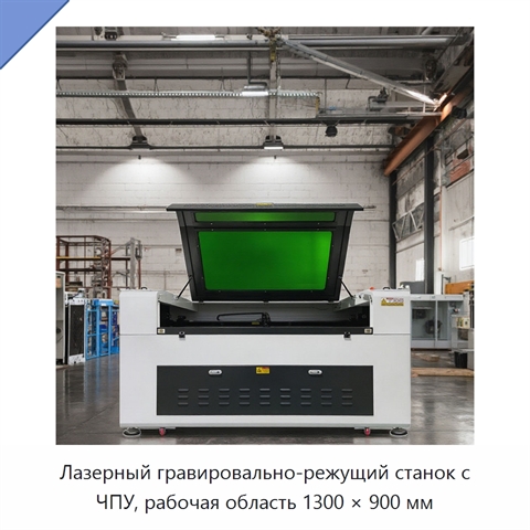 Лазерный гравировально-режущий станок с ЧПУ, рабочая область 1300 × 900 мм