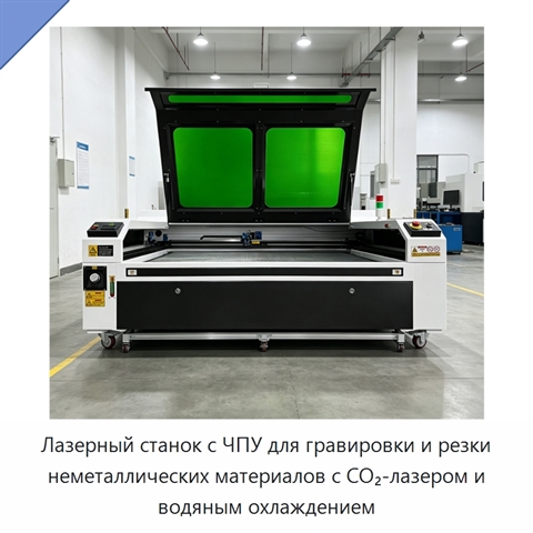 Лазерный станок с ЧПУ для гравировки и резки неметаллических материалов с CO₂-лазером и водяным охлаждением