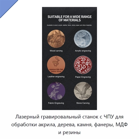 Лазерный гравировальный станок с ЧПУ для обработки акрила, дерева, камня, фанеры, МДФ и резины