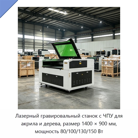 Лазерный гравировальный станок с ЧПУ для акрила и дерева, размер 1400 × 900 мм, мощность 80/100/130/150 Вт
