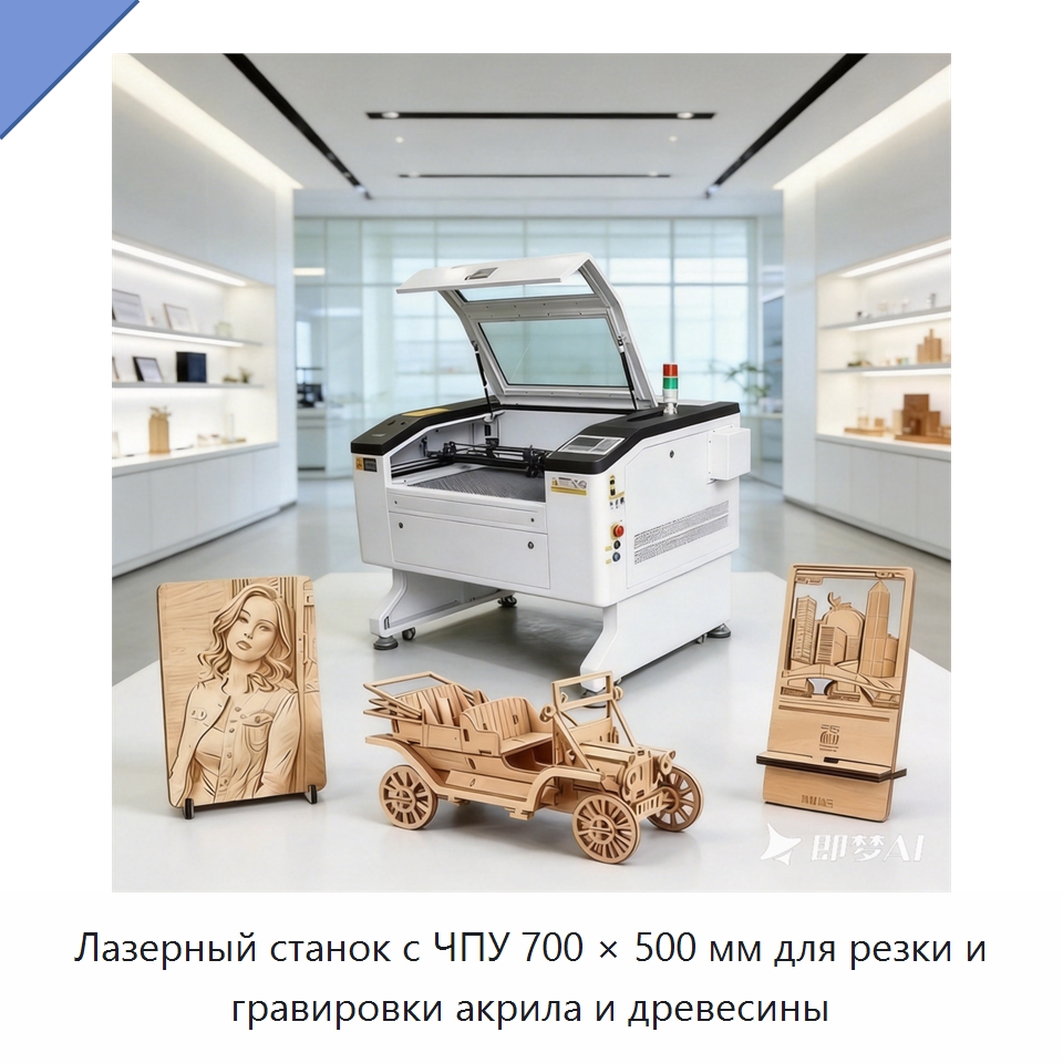 Лазерный станок с ЧПУ 700 × 500 мм для резки и гравировки акрила и древесины — Лазерные гравировальные станки
