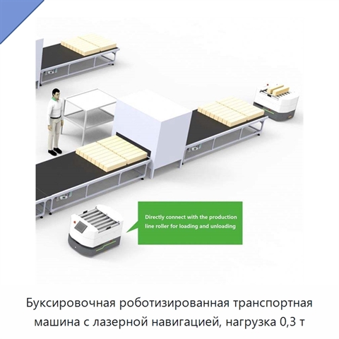 Буксировочная роботизированная транспортная машина с лазерной навигацией, нагрузка 0,3 т