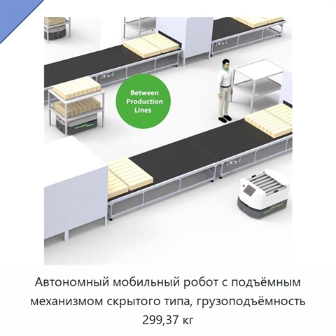 Автономный мобильный робот с подъёмным механизмом скрытого типа, грузоподъёмность 299,37 кг