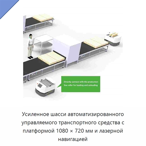 Усиленное шасси автоматизированного управляемого транспортного средства с платформой 1080 × 720 мм и лазерной навигацией