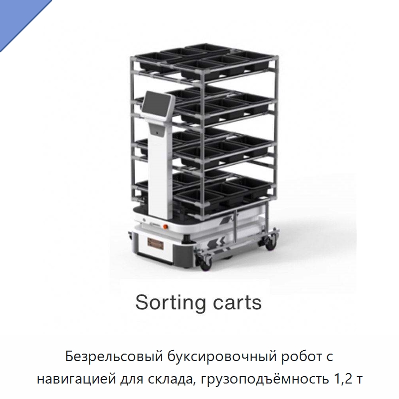 Безрельсовый буксировочный робот с навигацией для склада, грузоподъёмность 1,2 т — Вилочные погрузчики