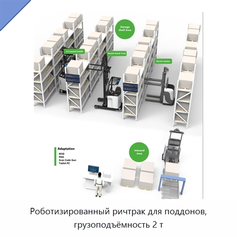 Роботизированный ричтрак для поддонов, грузоподъёмность 2 т