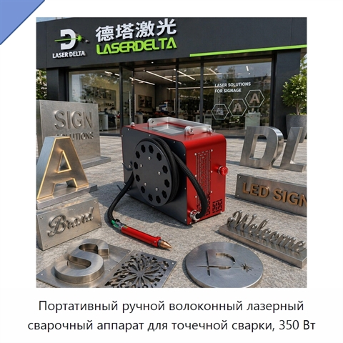 Портативный ручной волоконный лазерный сварочный аппарат для точечной сварки, 350 Вт