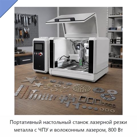 Портативный настольный станок лазерной резки металла с ЧПУ и волоконным лазером, 800 Вт