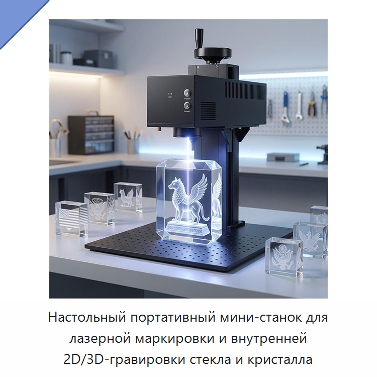 Настольный портативный мини-станок для лазерной маркировки и внутренней 2D/3D-гравировки стекла и кристалла — Лазерные гравировальные станки