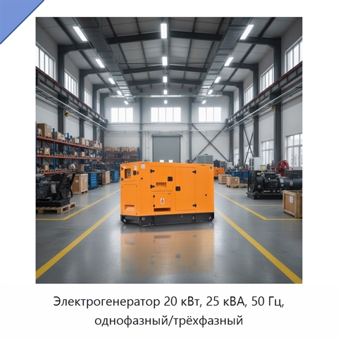 Электрогенератор 20 кВт, 25 кВА, 50 Гц, однофазный/трёхфазный