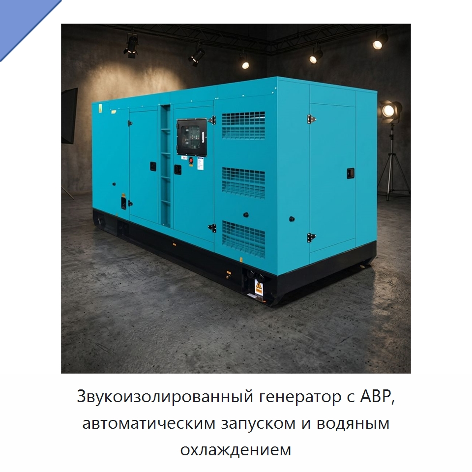 Звукоизолированный генератор с АВР, автоматическим запуском и водяным охлаждением — Дизельные генераторы