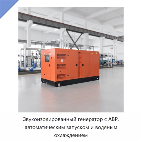 Звукоизолированный генератор с АВР, автоматическим запуском и водяным охлаждением