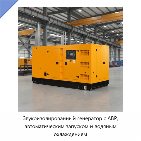Звукоизолированный генератор с АВР, автоматическим запуском и водяным охлаждением