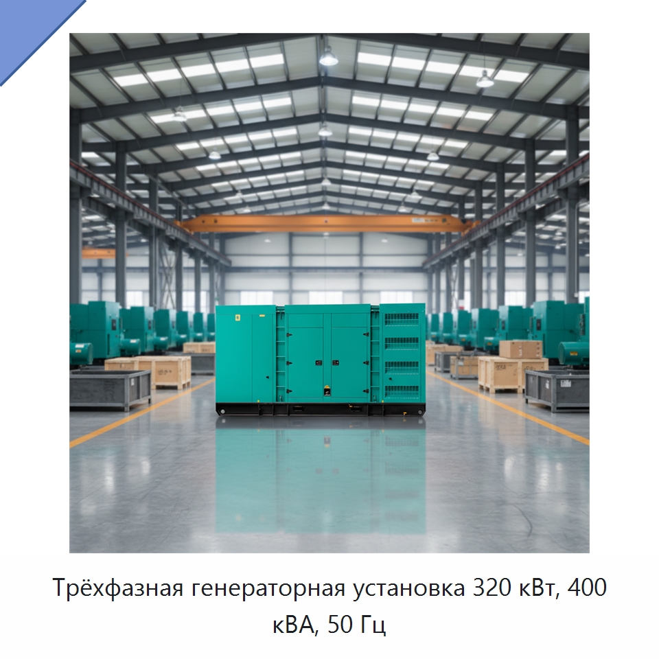 Трёхфазная генераторная установка 320 кВт, 400 кВА, 50 Гц — Дизельные генераторы