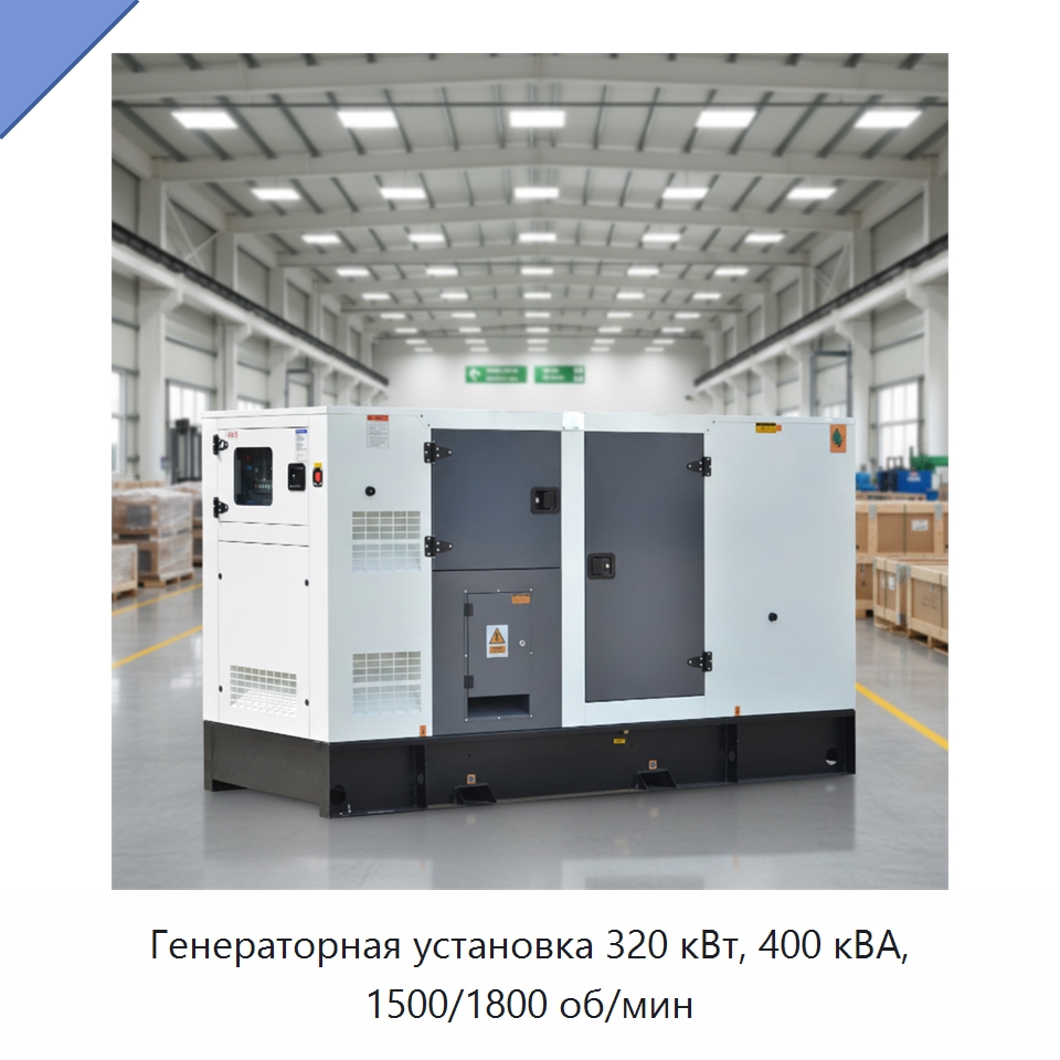 Генераторная установка 320 кВт, 400 кВА, 1500/1800 об/мин — Дизельные генераторы