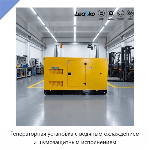 Генераторная установка с водяным охлаждением и шумозащитным исполнением
