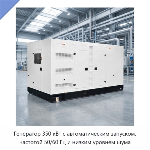 Генератор 350 кВт с автоматическим запуском, частотой 50/60 Гц и низким уровнем шума