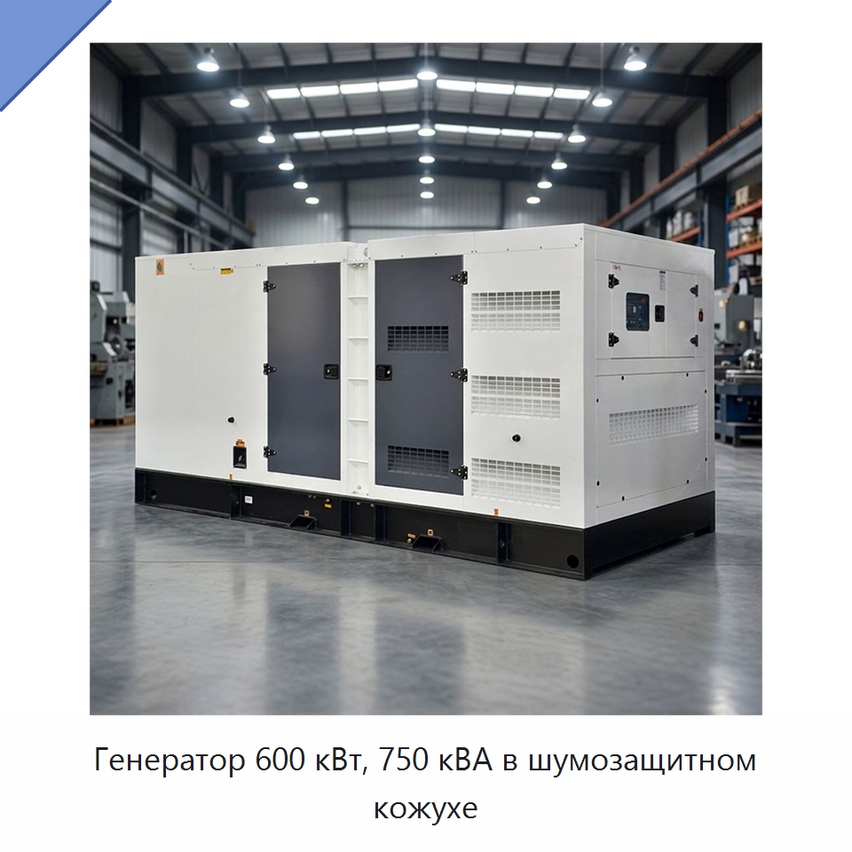 Генератор 600 кВт, 750 кВА в шумозащитном кожухе — Дизельные генераторы