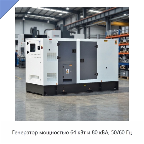Генератор мощностью 64 кВт и 80 кВА, 50/60 Гц