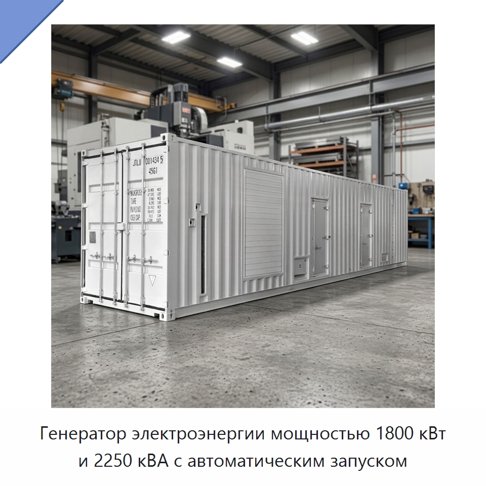 Генератор электроэнергии мощностью 1800 кВт и 2250 кВА с автоматическим запуском — Дизельные генераторы