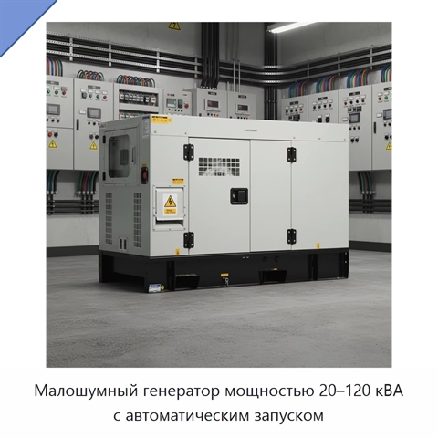 Малошумный генератор мощностью 20–120 кВА с автоматическим запуском