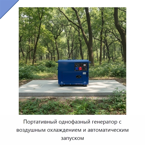 Портативный однофазный генератор с воздушным охлаждением и автоматическим запуском