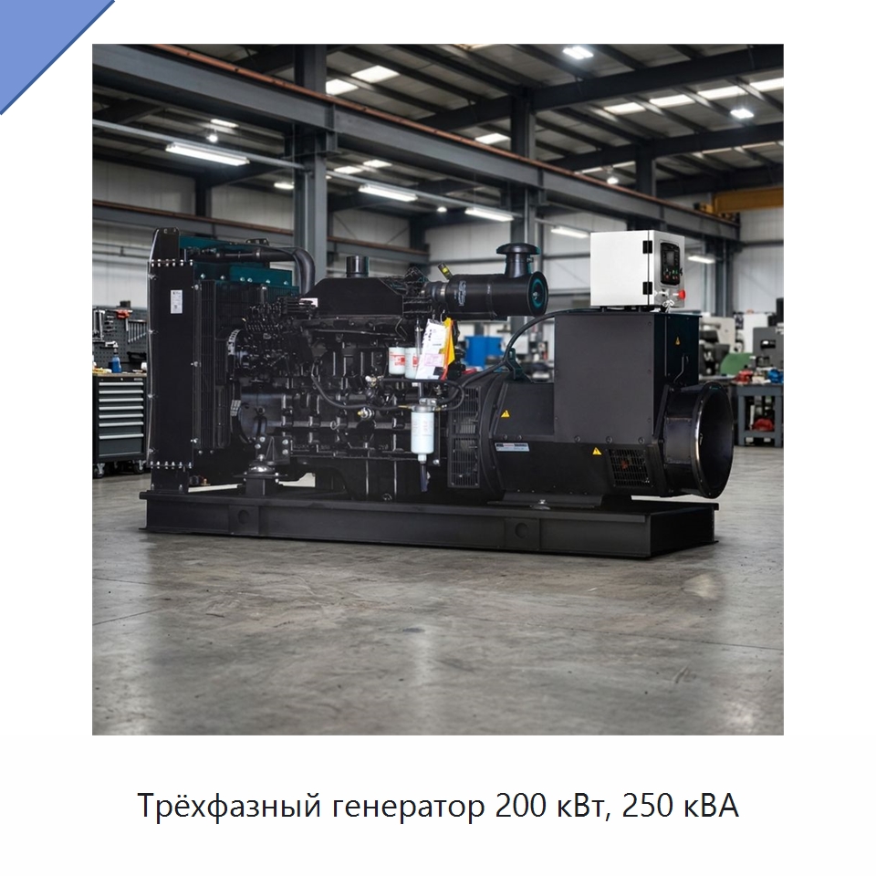 Трёхфазный генератор 200 кВт, 250 кВА — Дизельные генераторы