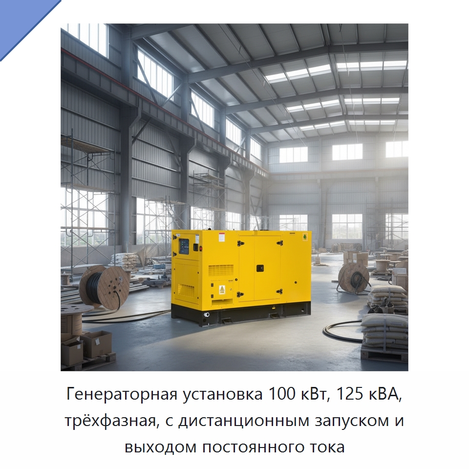 Генераторная установка 100 кВт, 125 кВА, трёхфазная, с дистанционным запуском и выходом постоянного тока — Дизельные генераторы