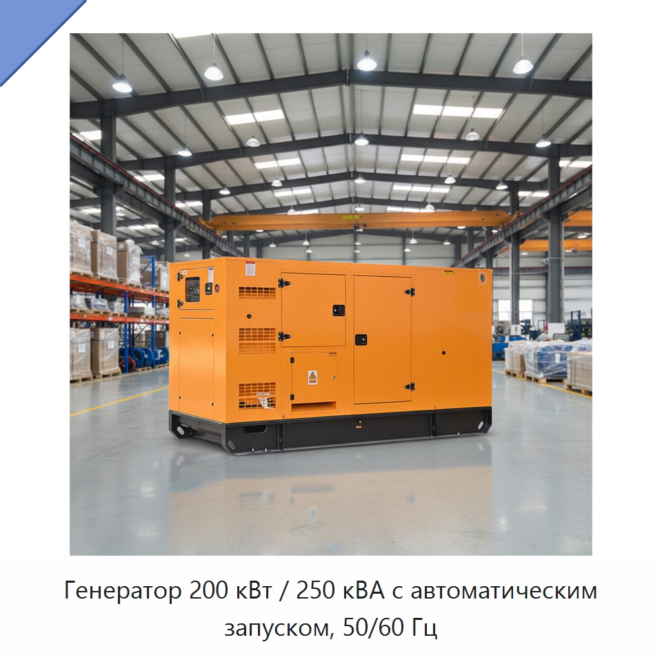 Генератор 200 кВт / 250 кВА с автоматическим запуском, 50/60 Гц — Дизельные генераторы