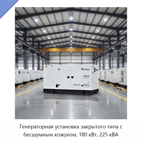 Генераторная установка закрытого типа с бесшумным кожухом, 180 кВт, 225 кВА