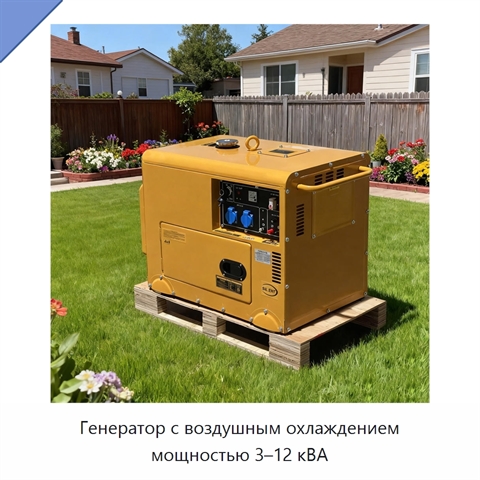 Генератор с воздушным охлаждением мощностью 3–12 кВА