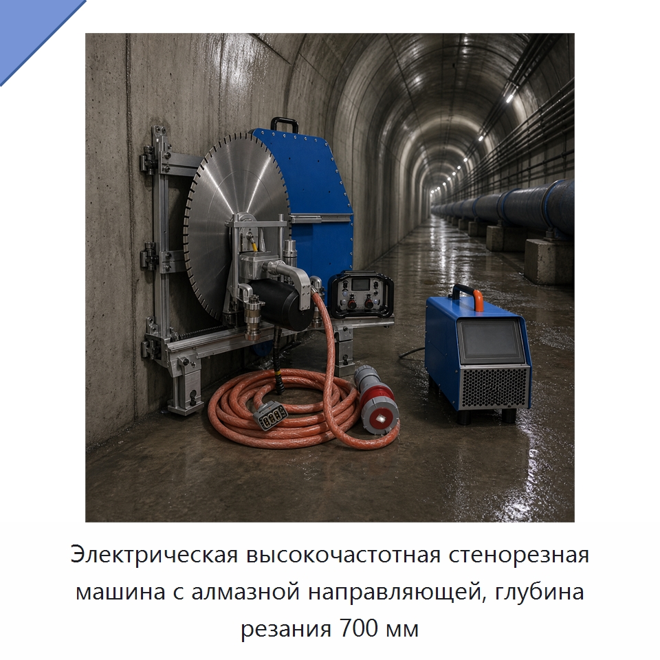Электрическая высокочастотная стенорезная машина с алмазной направляющей, глубина резания 700 мм — Дорожная техника