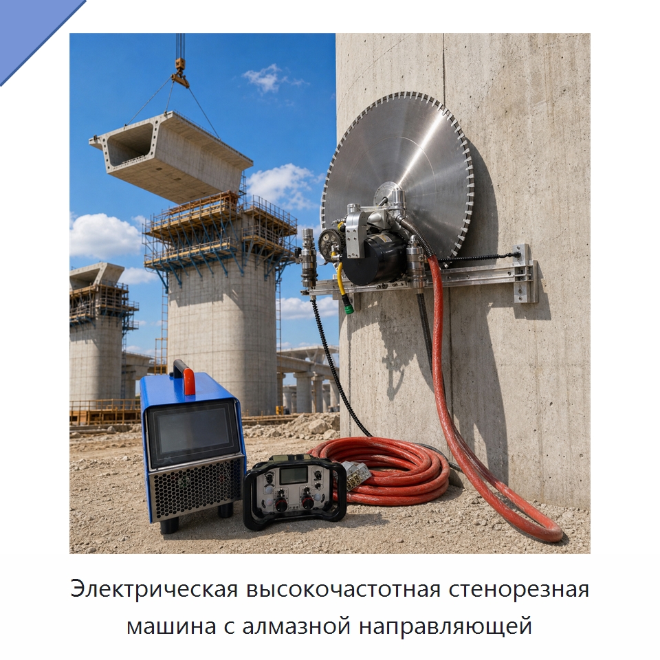 Электрическая высокочастотная стенорезная машина с алмазной направляющей — Дорожная техника