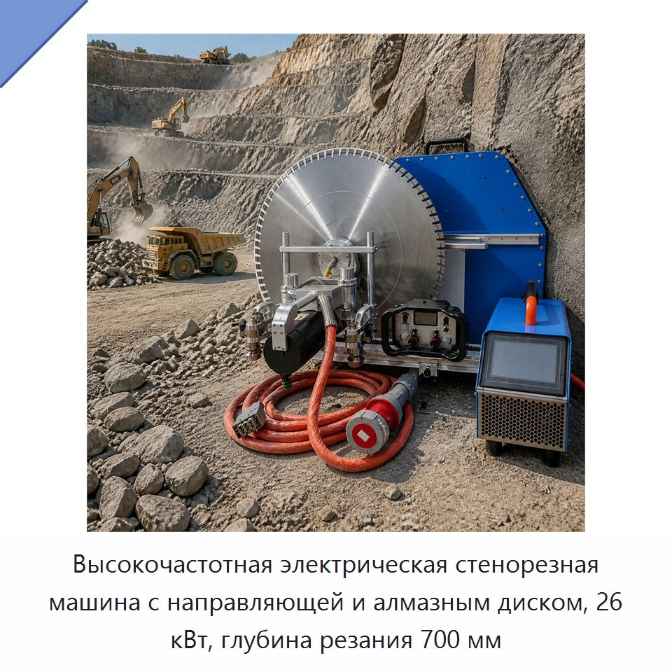 Высокочастотная электрическая стенорезная машина с направляющей и алмазным диском, 26 кВт, глубина резания 700 мм — Дорожная техника