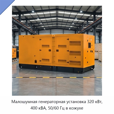 Малошумная генераторная установка 320 кВт, 400 кВА, 50/60 Гц в кожухе