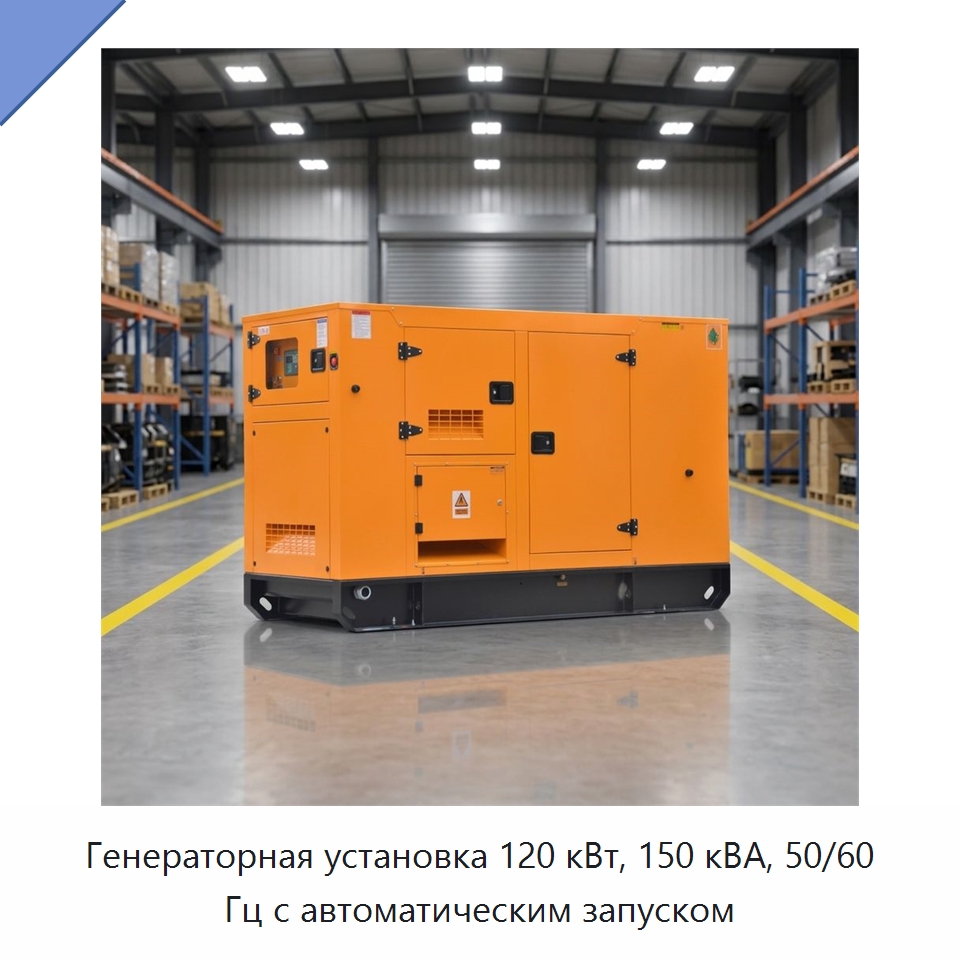 Генераторная установка 120 кВт, 150 кВА, 50/60 Гц с автоматическим запуском — Дизельные генераторы