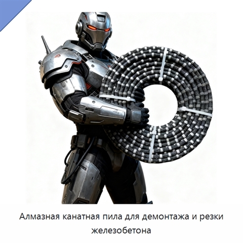 Алмазная канатная пила для демонтажа и резки железобетона