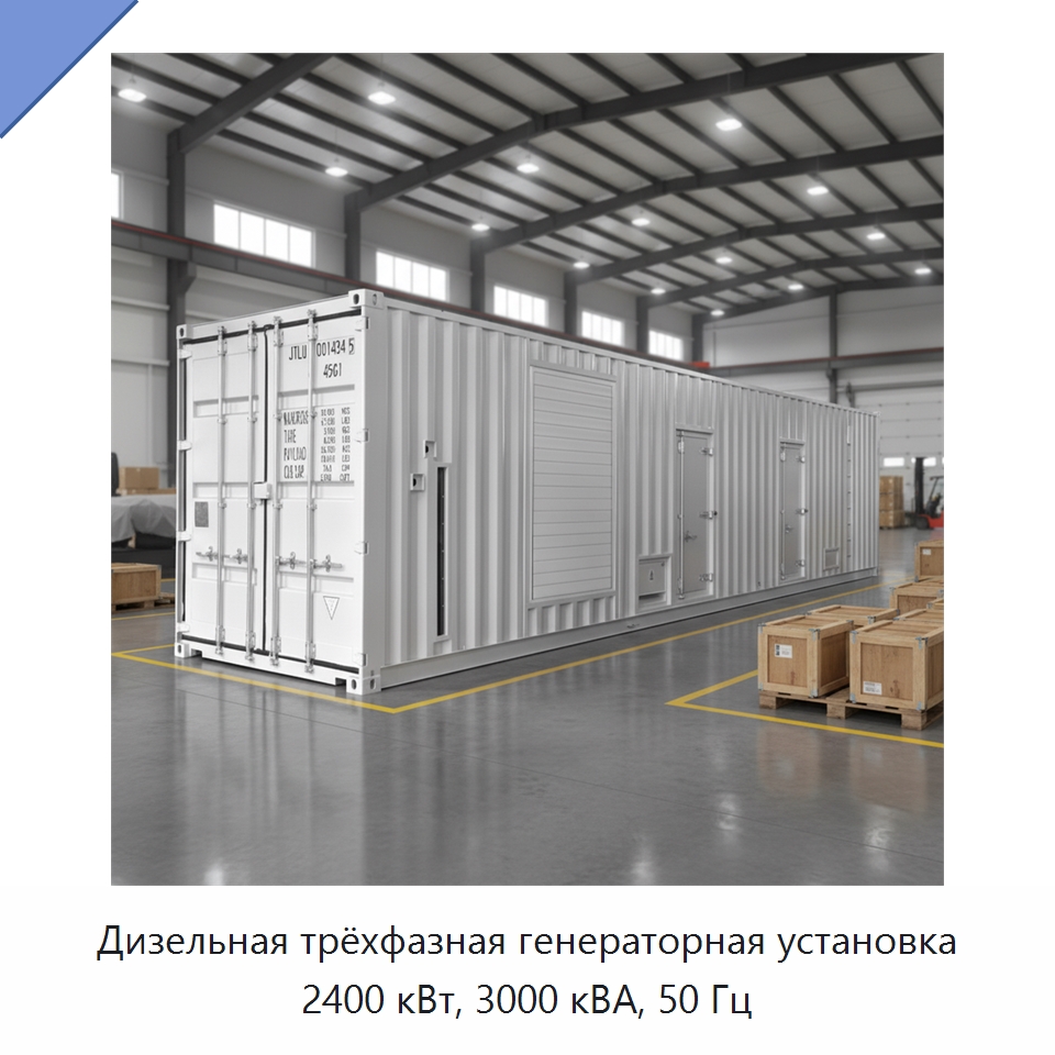 Дизельная трёхфазная генераторная установка 2400 кВт, 3000 кВА, 50 Гц — Дизельные генераторы