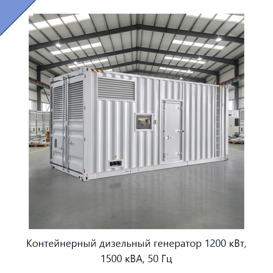 Контейнерный дизельный генератор 1200 кВт, 1500 кВА, 50 Гц — Дизельные генераторы
