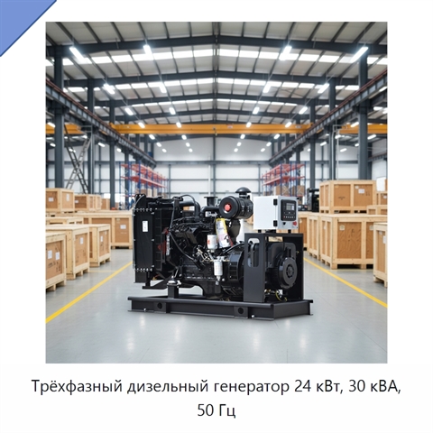 Трёхфазный дизельный генератор 24 кВт, 30 кВА, 50 Гц