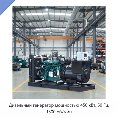 Дизельный генератор мощностью 450 кВт, 50 Гц, 1500 об/мин