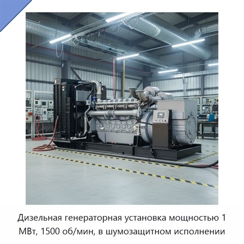 Дизельная генераторная установка мощностью 1 МВт, 1500 об/мин, в шумозащитном исполнении