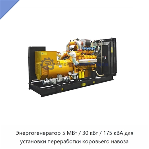 Энергогенератор 5 МВт / 30 кВт / 175 кВА для установки переработки коровьего навоза