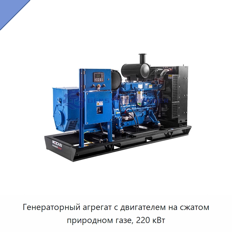 Генераторный агрегат с двигателем на сжатом природном газе, 220 кВт — Газотурбинные генераторы